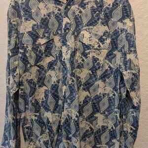 Blue and White Wrangler button up